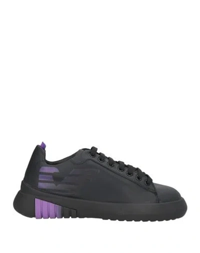 Emporio Armani Woman Sneakers Black Size 7.5 Leather