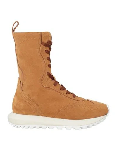 Emporio Armani Woman Sneakers Camel Size 7.5 Leather In Sand