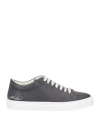 Emporio Armani Woman Sneakers Lead Size 7.5 Calfskin In Grey