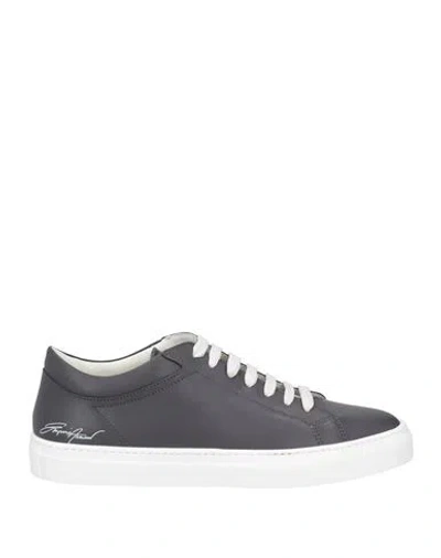 Emporio Armani Woman Sneakers Lead Size 7.5 Calfskin In Grey