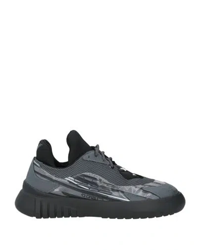 Emporio Armani Woman Sneakers Lead Size 5.5 Polyester, Elastane, Thermoplastic Polyurethane In Grey