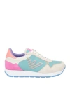 Emporio Armani Woman Sneakers Light Green Size 5.5 Polyester, Cow Leather, Thermoplastic Polyurethan In Green