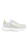 Emporio Armani Woman Sneakers Light Grey Size 5.5 Cow Leather, Polyester In Grey