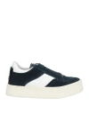 Emporio Armani Woman Sneakers Midnight Blue Size 4.5 Leather In Blue