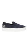 Emporio Armani Woman Sneakers Navy Size 7.5 Calfskin In Blue