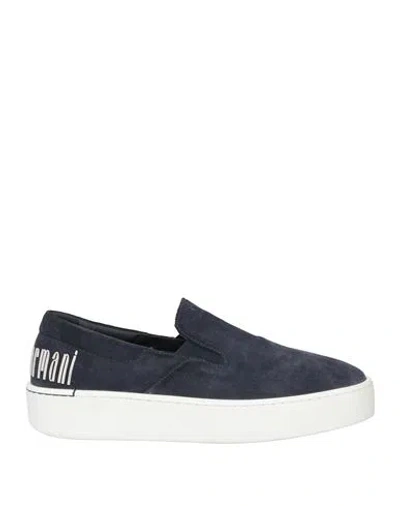 Emporio Armani Woman Sneakers Navy Size 7.5 Calfskin In Blue