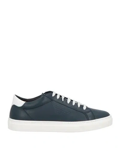 EMPORIO ARMANI EMPORIO ARMANI WOMAN SNEAKERS NAVY SIZE 9.5 LEATHER