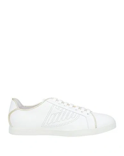 Emporio Armani Woman Sneakers White Size 4.5 Cow Leather, Lambskin