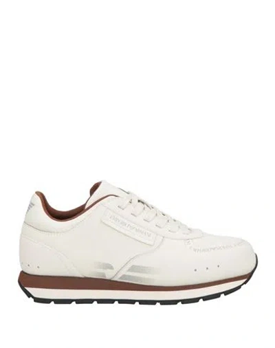 Emporio Armani Woman Sneakers White Size 5.5 Cow Leather, Polyester, Polyurethane