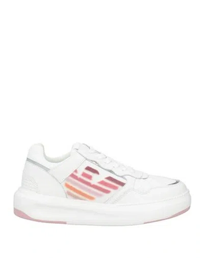 Emporio Armani Woman Sneakers White Size 7.5 Cow Leather