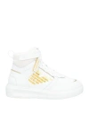 Emporio Armani Woman Sneakers White Size 7.5 Leather, Textile Fibers In White