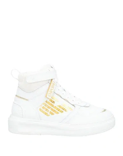 Emporio Armani Woman Sneakers White Size 7.5 Leather, Textile Fibers