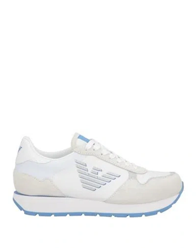Emporio Armani Woman Sneakers White Size 5.5 Polyester, Cow Leather, Thermoplastic Polyurethane