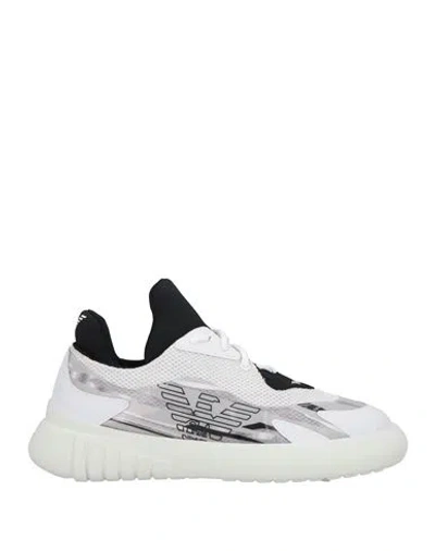Emporio Armani Woman Sneakers White Size 9.5 Polyester, Elastane, Thermoplastic Polyurethane