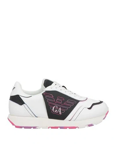 Emporio Armani Woman Sneakers White Size 7.5 Soft Leather, Textile Fibers