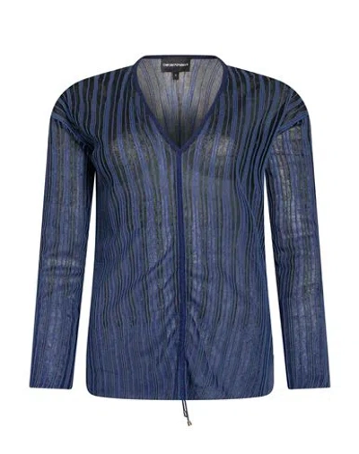 Emporio Armani Woman Sweater Blue Size M Viscose, Polyester In Multi