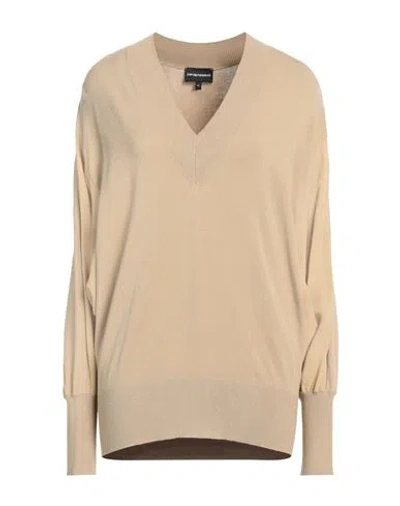 Emporio Armani Woman Sweater Camel Size 4 Viscose, Polyester In Beige