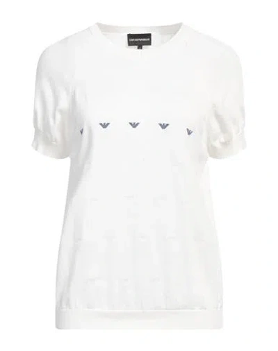 Emporio Armani Woman Sweater Ivory Size L Cotton In White