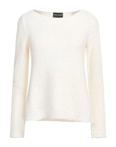 Emporio Armani Woman Sweater Ivory Size M Polyester, Viscose, Elastane In White