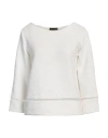Emporio Armani Woman Sweater Ivory Size L Polyester, Viscose, Elastane In White