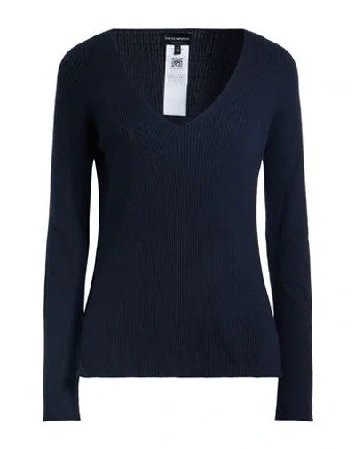 Emporio Armani Woman Sweater Navy Size L Polyamide, Viscose, Cashmere In Blue