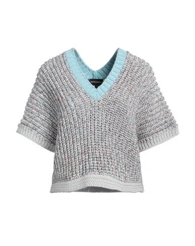 Emporio Armani Woman Sweater Sky Blue Size L Cotton, Elastane