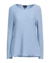Emporio Armani Woman Sweater Sky Blue Size Xl Polyester, Viscose, Elastane In Blue