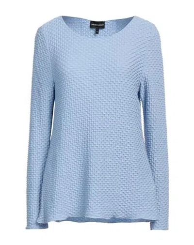 Emporio Armani Woman Sweater Sky Blue Size Xl Polyester, Viscose, Elastane