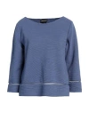 Emporio Armani Woman Sweater Slate Blue Size L Polyester, Viscose, Elastane In Blue