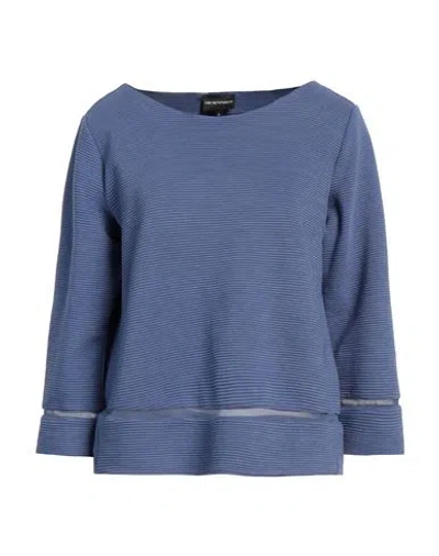 Emporio Armani Woman Sweater Slate Blue Size L Polyester, Viscose, Elastane