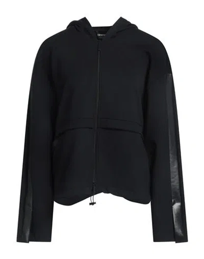 Emporio Armani Woman Sweatshirt Black Size 10 Polyester, Viscose, Elastane