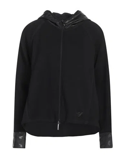 Emporio Armani Woman Sweatshirt Black Size 10 Viscose, Polyester, Elastane