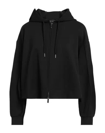 Emporio Armani Woman Sweatshirt Black Size 14 Polyester, Viscose, Elastane