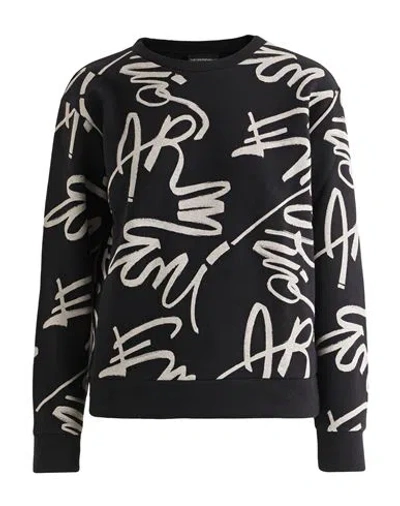 EMPORIO ARMANI EMPORIO ARMANI WOMAN SWEATSHIRT BLACK SIZE 8 COTTON, POLYESTER 