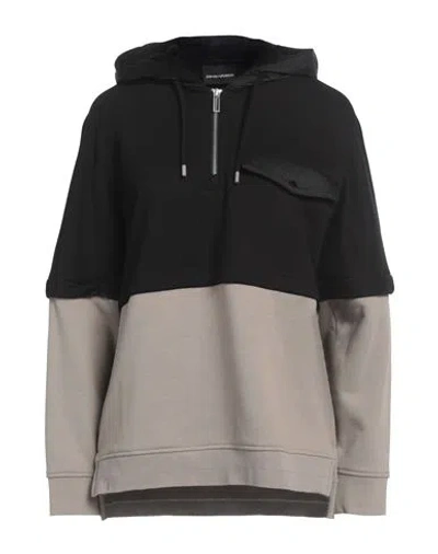 Emporio Armani Woman Sweatshirt Black Size L Cotton, Polyamide, Elastane
