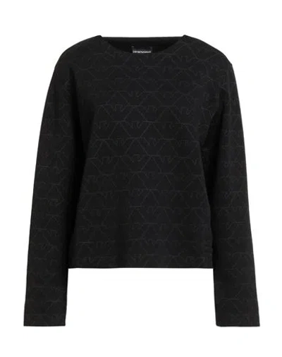 Emporio Armani Woman Sweatshirt Black Size L Cotton, Polyester, Elastane