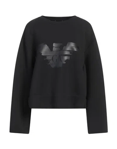 Emporio Armani Woman Sweatshirt Black Size L Viscose, Polyester, Elastane