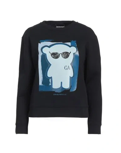Emporio Armani Woman Sweatshirt Black Size M Cotton, Polyamide, Elastane