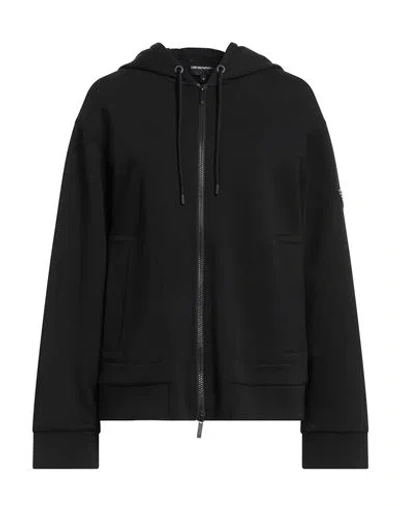 Emporio Armani Woman Sweatshirt Black Size M Cotton, Polyester, Elastane