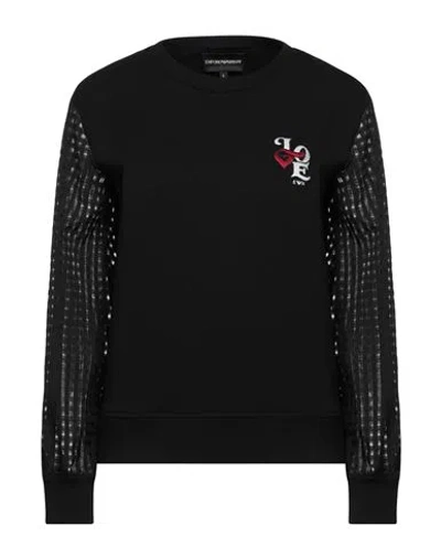 Emporio Armani Woman Sweatshirt Black Size S Cotton, Polyester, Elastane