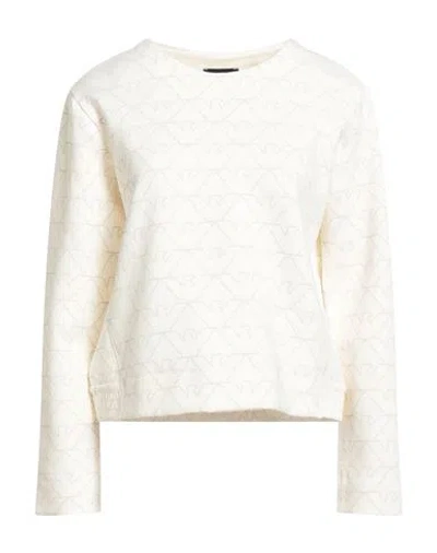 Emporio Armani Woman Sweatshirt Cream Size L Cotton, Polyester, Elastane In Multi