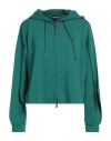 Emporio Armani Woman Sweatshirt Green Size 12 Polyester, Viscose, Elastane