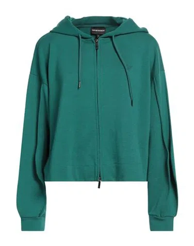 Emporio Armani Woman Sweatshirt Green Size 14 Polyester, Viscose, Elastane