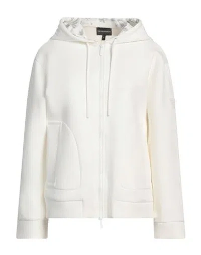 Emporio Armani Woman Sweatshirt Ivory Size L Cotton, Polyester, Elastane In White