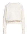 Emporio Armani Woman Sweatshirt Ivory Size L Polyester, Viscose, Elastane In White