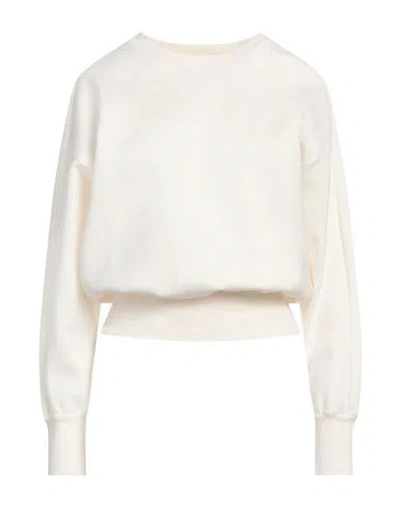 Emporio Armani Woman Sweatshirt Ivory Size L Polyester, Viscose, Elastane In White