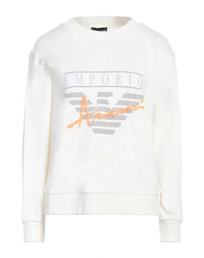 EMPORIO ARMANI EMPORIO ARMANI WOMAN SWEATSHIRT IVORY SIZE M COTTON, ELASTANE