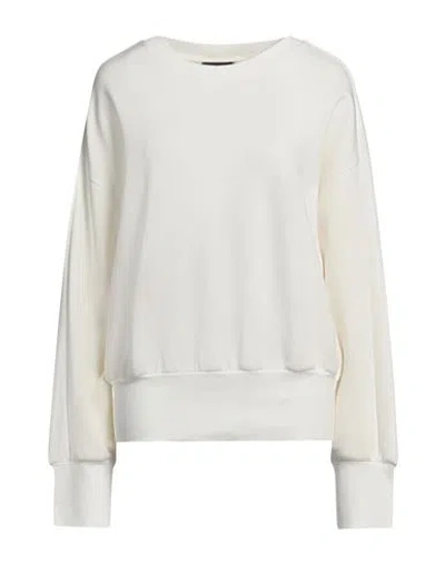 Emporio Armani Woman Sweatshirt Ivory Size L Viscose, Polyester, Elastane, Cotton In White