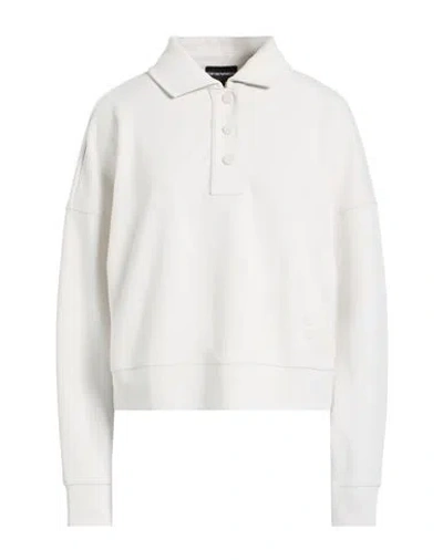 Emporio Armani Woman Sweatshirt Light Grey Size L Polyester, Viscose, Elastane In White