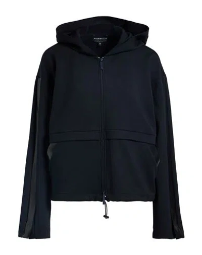 Emporio Armani Woman Sweatshirt Midnight Blue Size 10 Polyester, Viscose, Elastane In Black